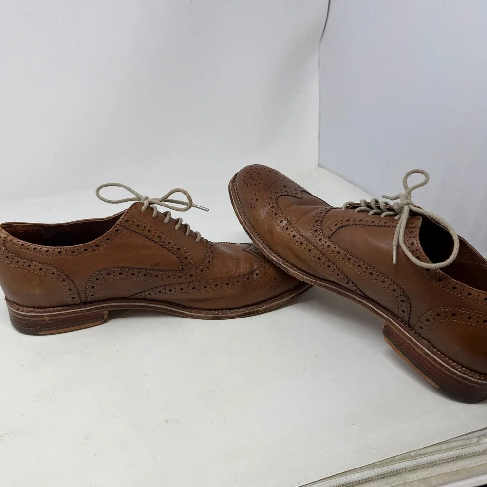Warfield & Grand Roy Oxford Mens 11 Wingtip Cognac Brogue Leather EUC